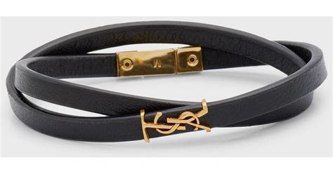 ysl double wrap bracelet in black leather|YSL bracelet sale.